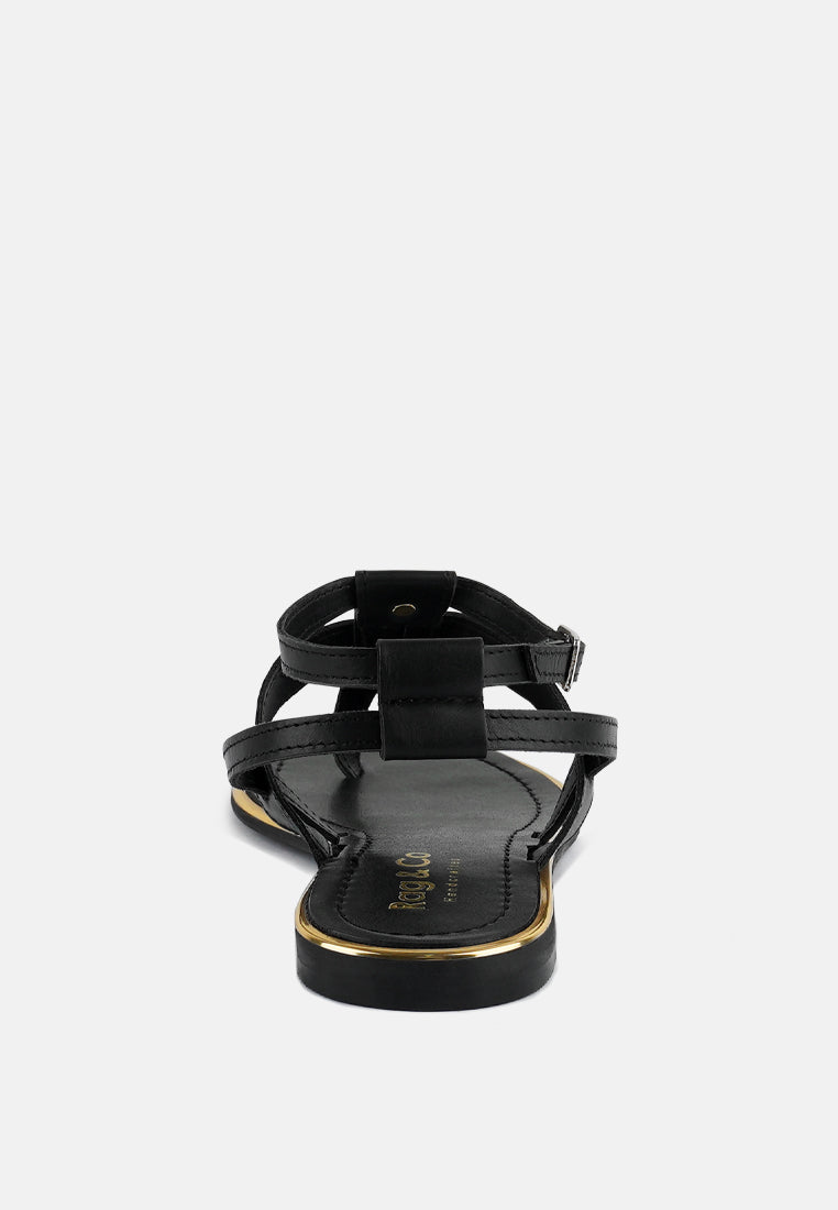 IRENE Black Flat Thong Sandals#color_black