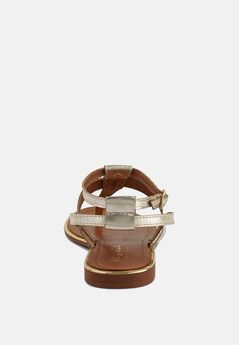 IRENE Gold Flat Thong Sandals#color_gold