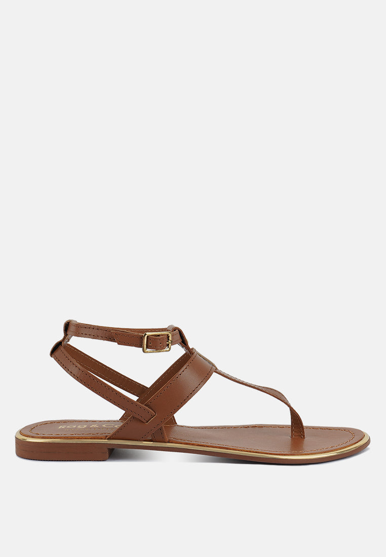 IRENE Tan Flat Thong Sandals#color_tan