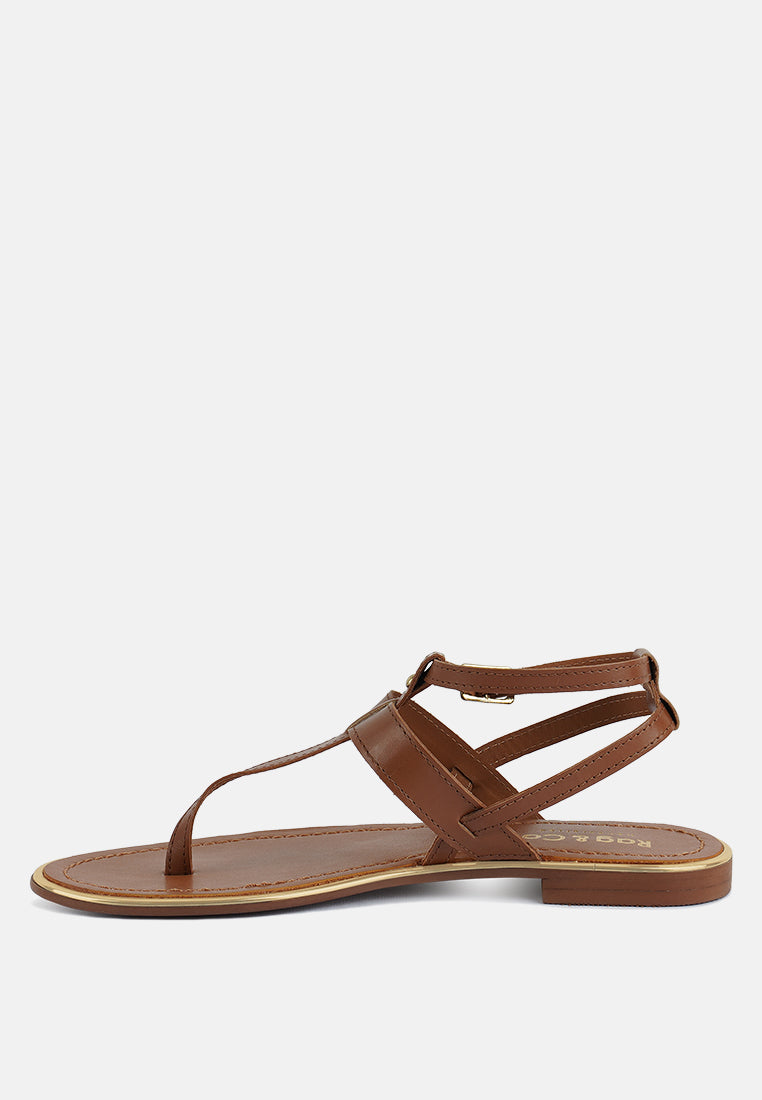 IRENE Tan Flat Thong Sandals#color_tan