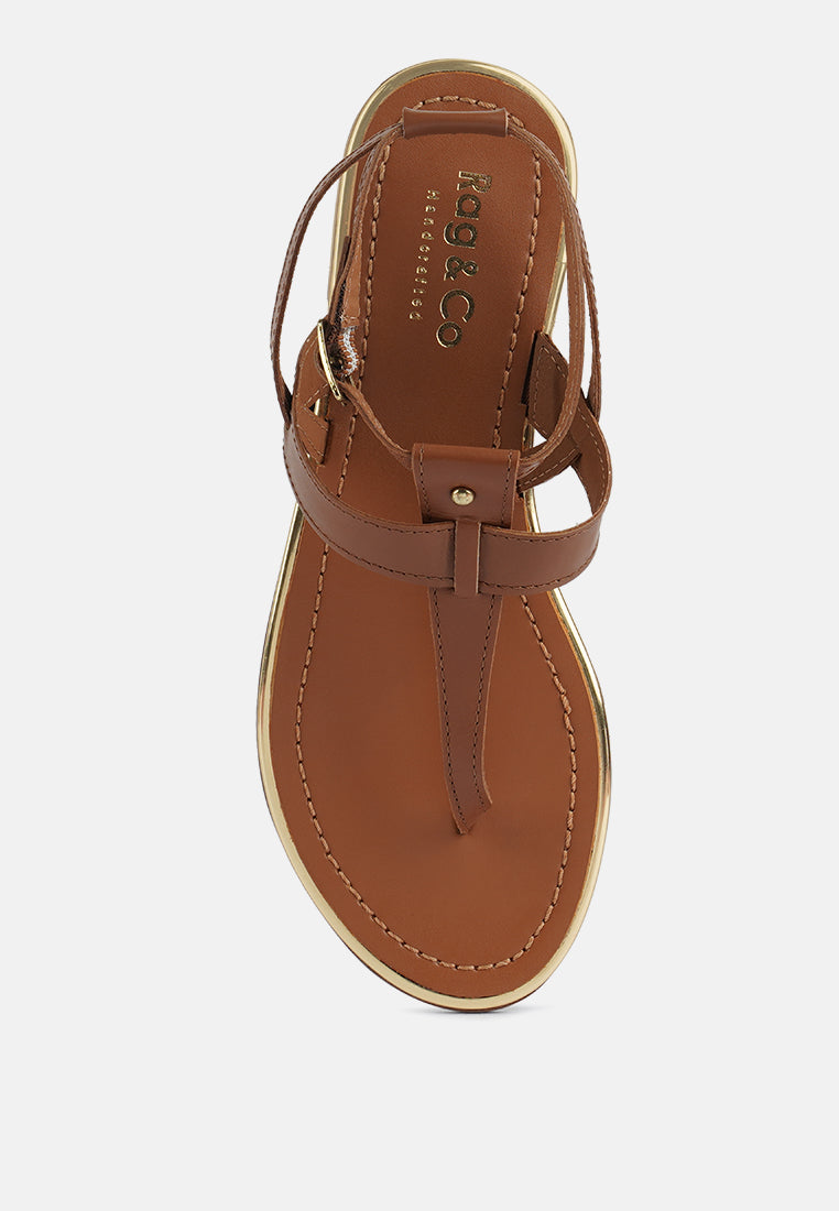 IRENE Tan Flat Thong Sandals#color_tan