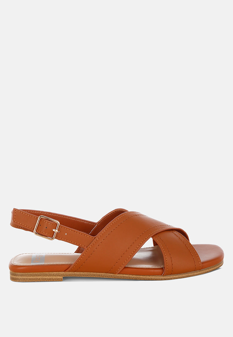 jamon classic cross-strap buckled flats#color_tan