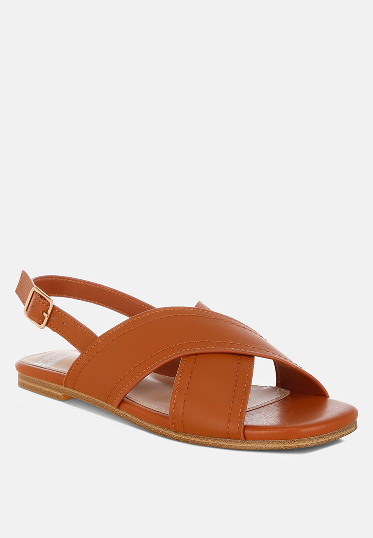 jamon classic cross-strap buckled flats#color_tan