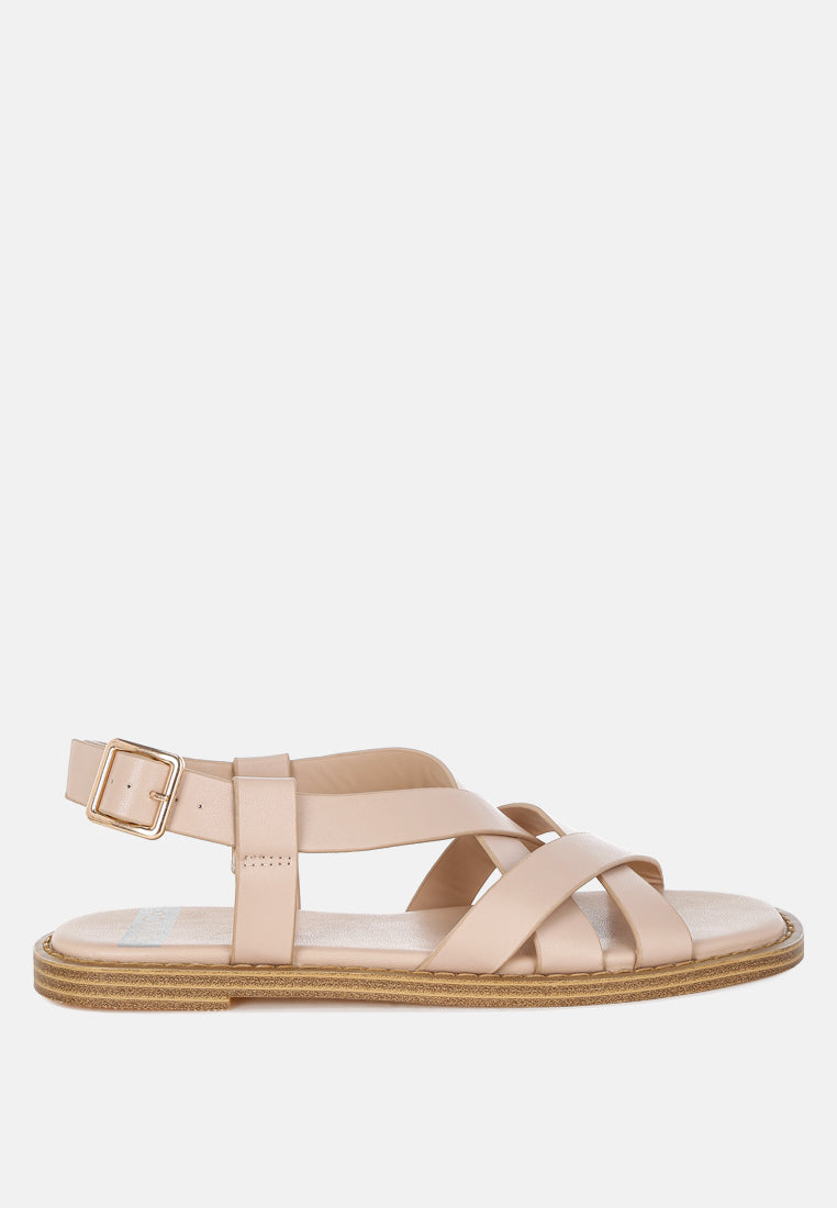 kapaka real leather flat gladiator sandals#color_beige