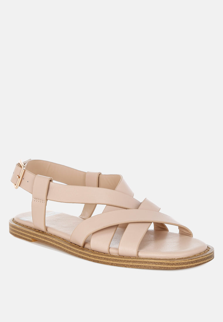 kapaka real leather flat gladiator sandals#color_beige