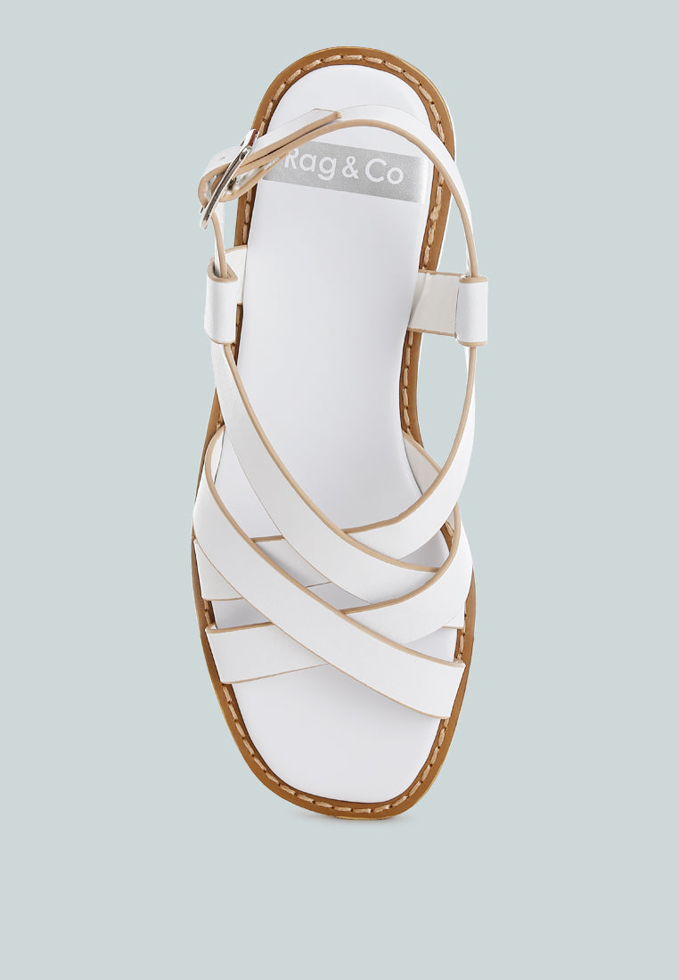 kapaka real leather flat gladiator sandals#color_white