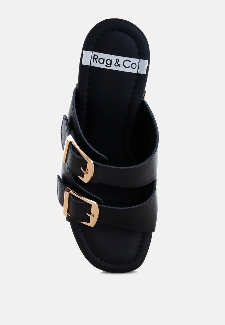 kenna dual buckle strap sandals#color_black