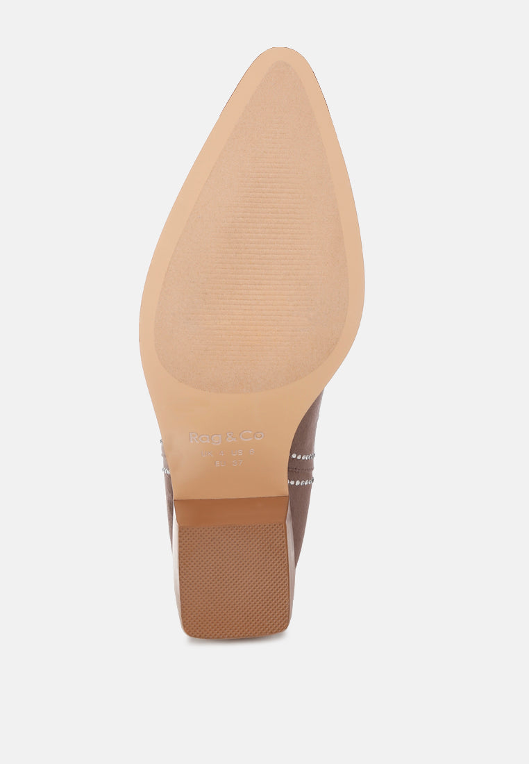 latafa rhinestones embellished cowboy boots#color_taupe