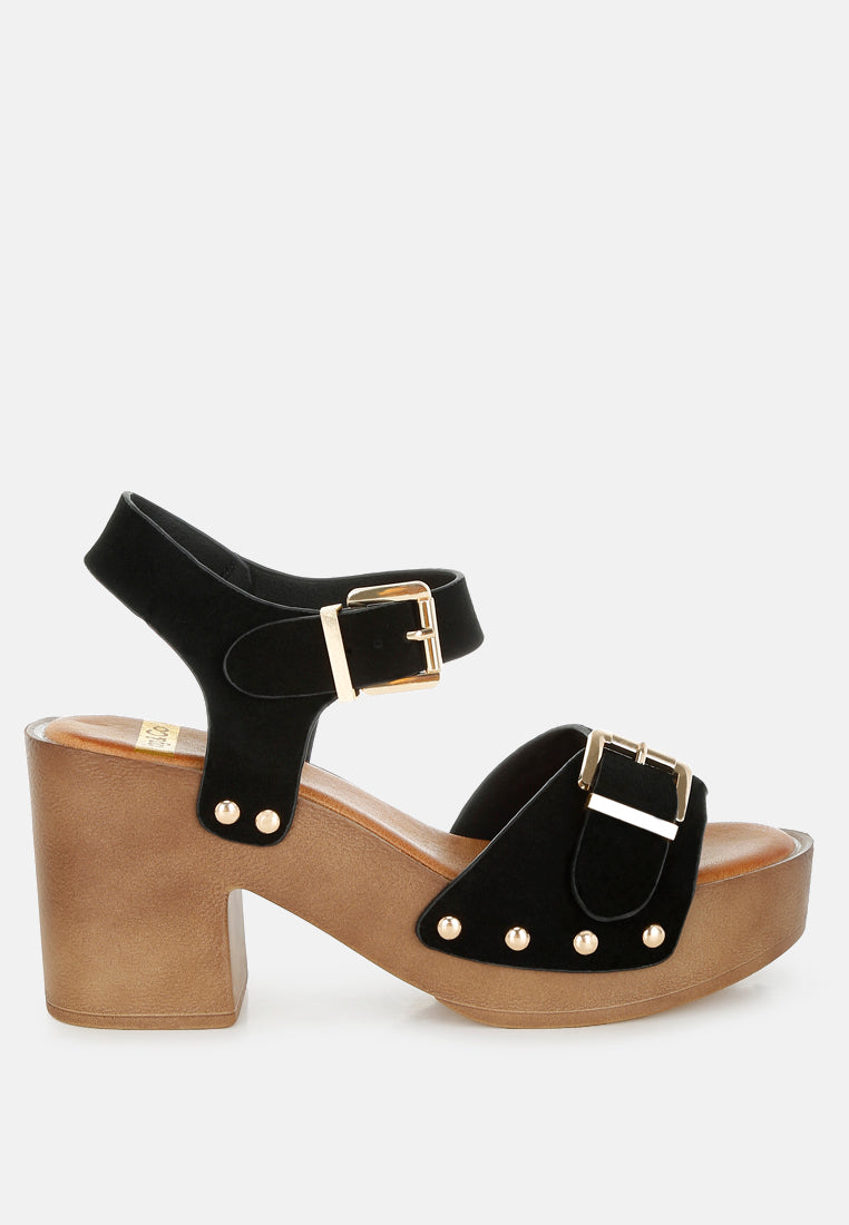 lhasa real suede leather clog sandals#color_black