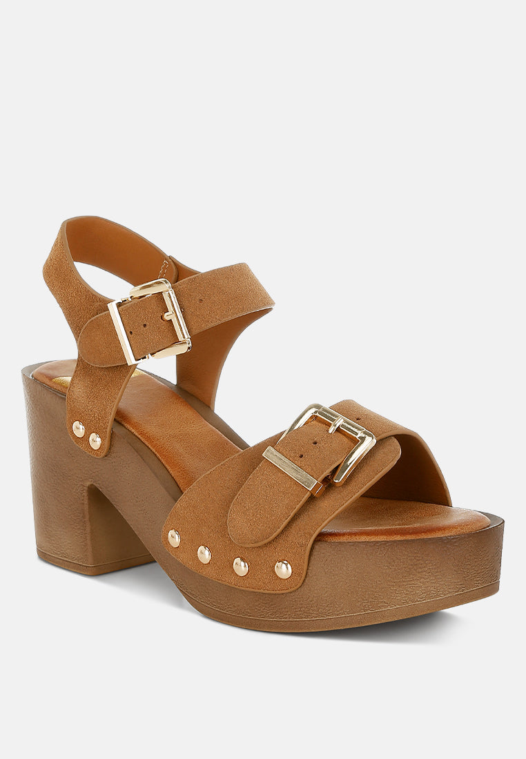 lhasa real suede leather clog sandals#color_tan