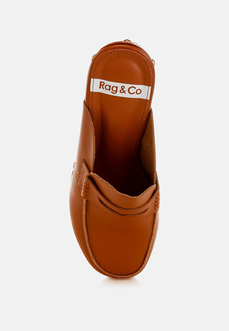 Lyrac Recycled Leather Platform Clogs#color_tan
