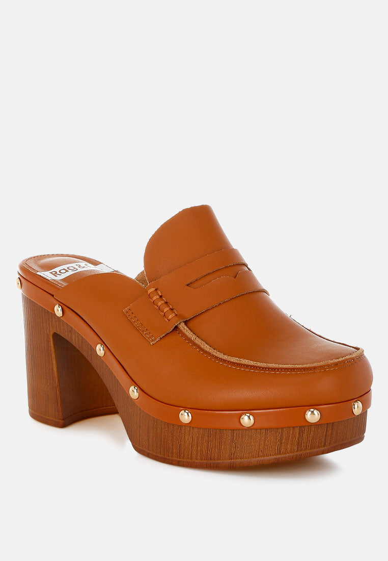 Lyrac Recycled Leather Platform Clogs#color_tan