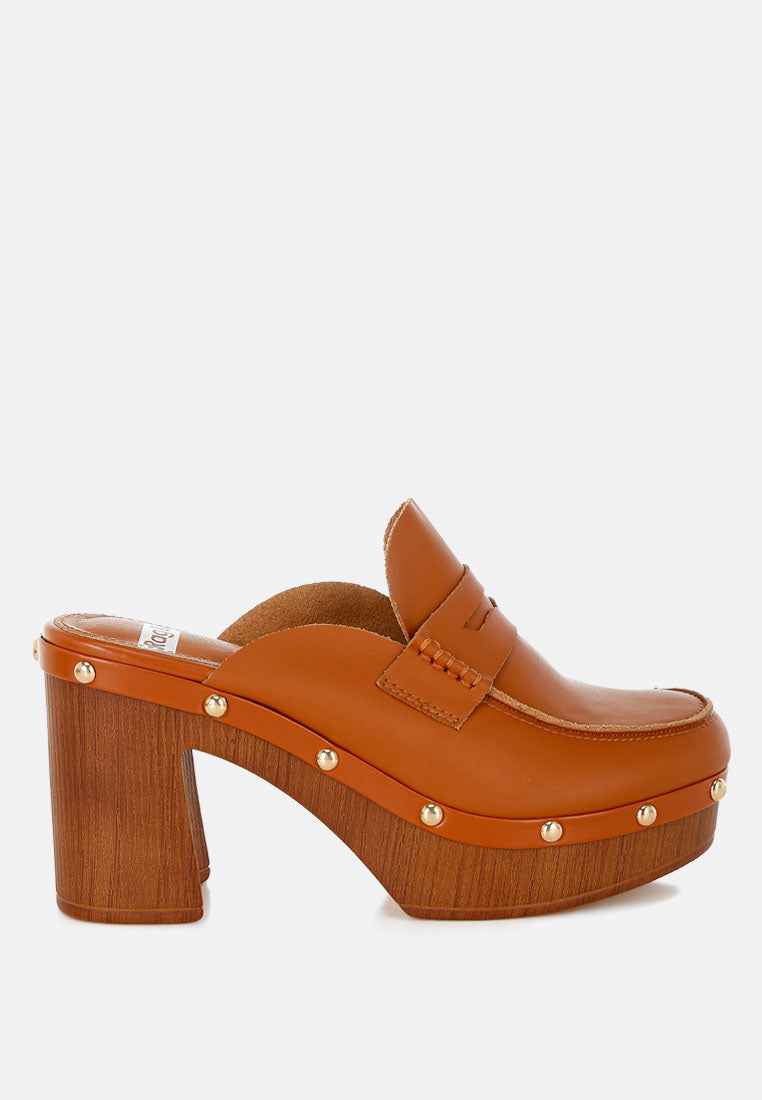 Lyrac Recycled Leather Platform Clogs#color_tan