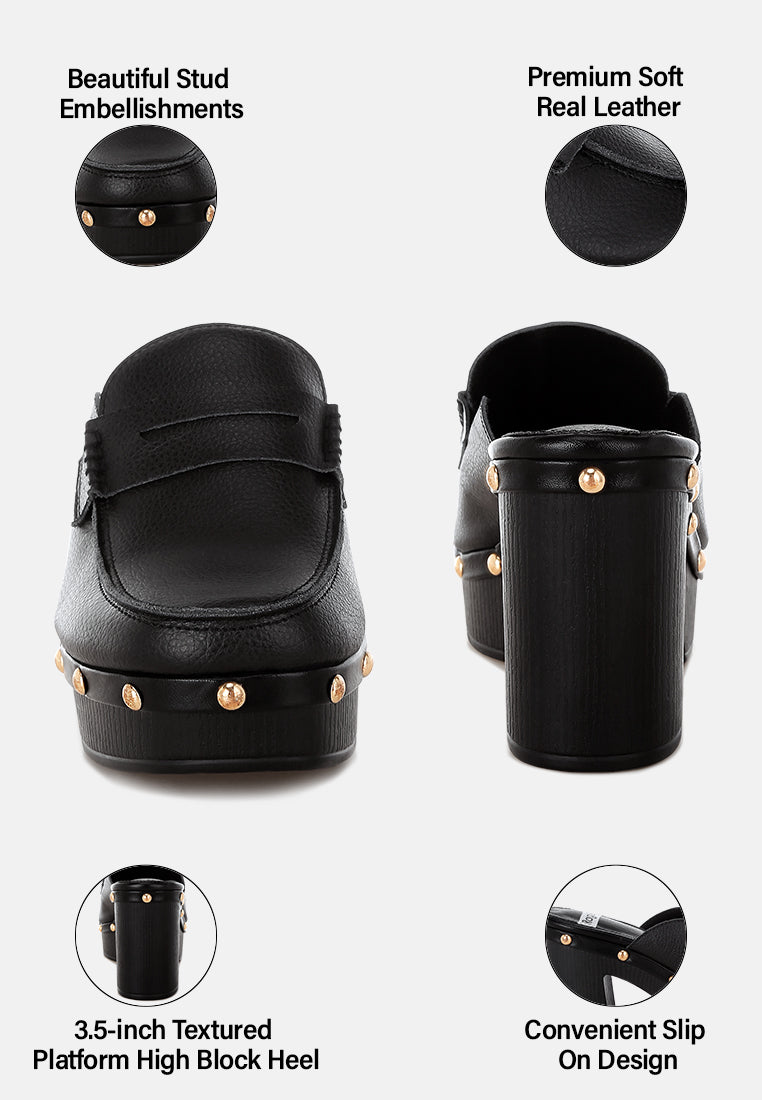 Lyrac Recycled Leather Platform Clogs#color_black