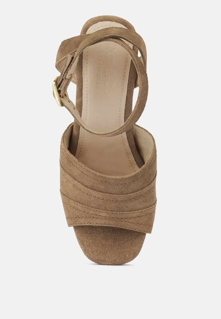 MON-BEAU Fine Suede Block Heeled Sandal#color_tan