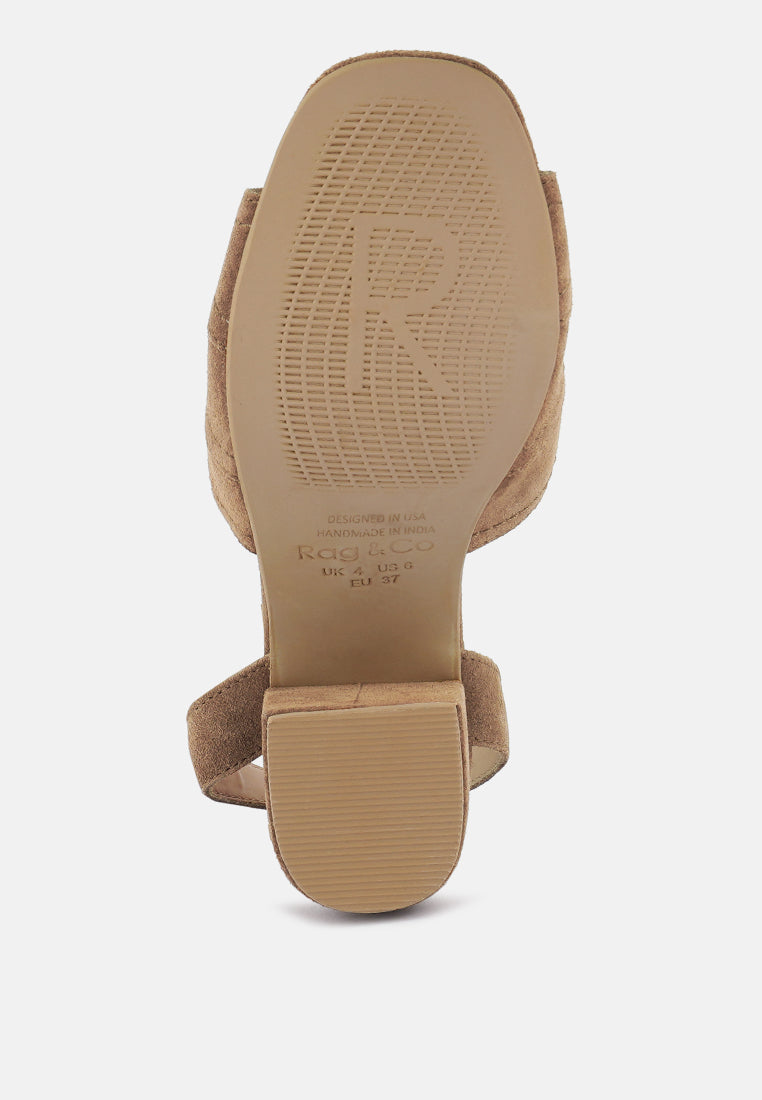 MON-BEAU Fine Suede Block Heeled Sandal#color_tan