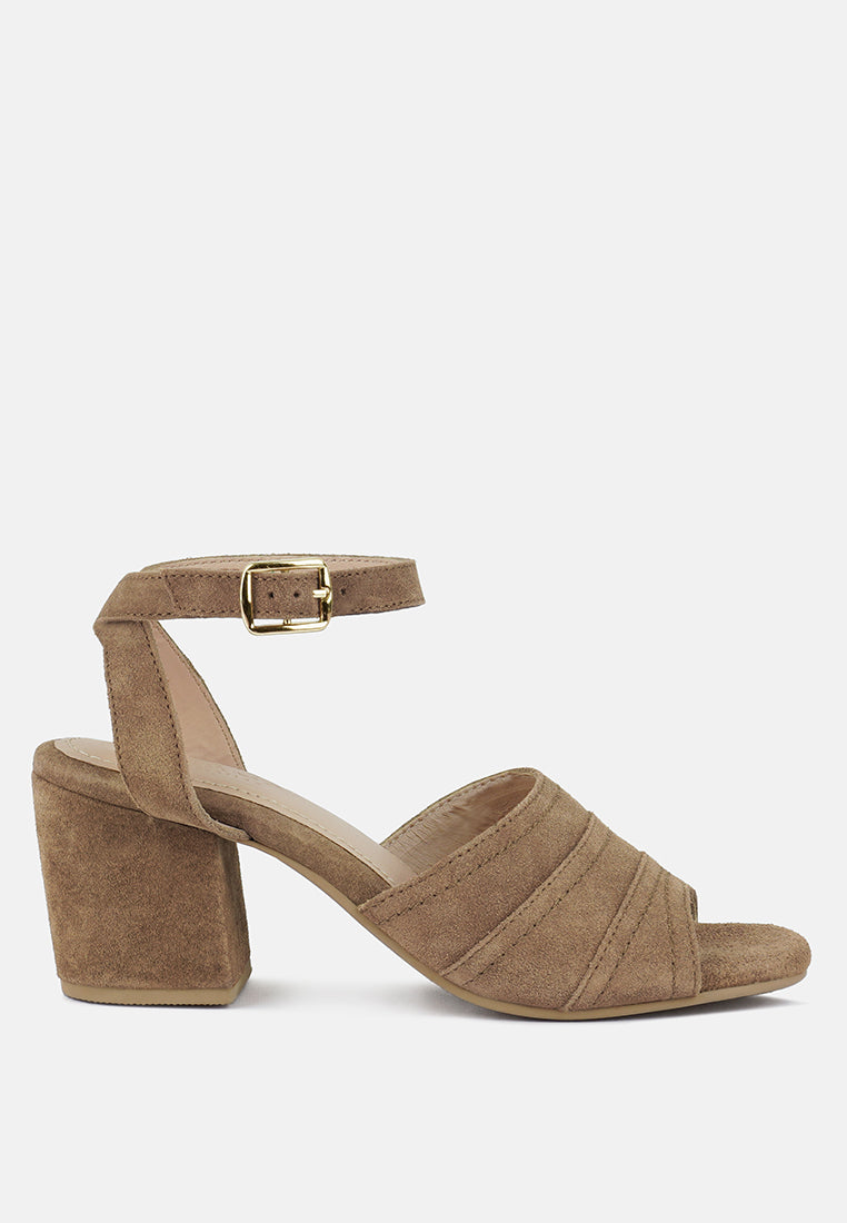 MON-BEAU Fine Suede Block Heeled Sandal#color_tan