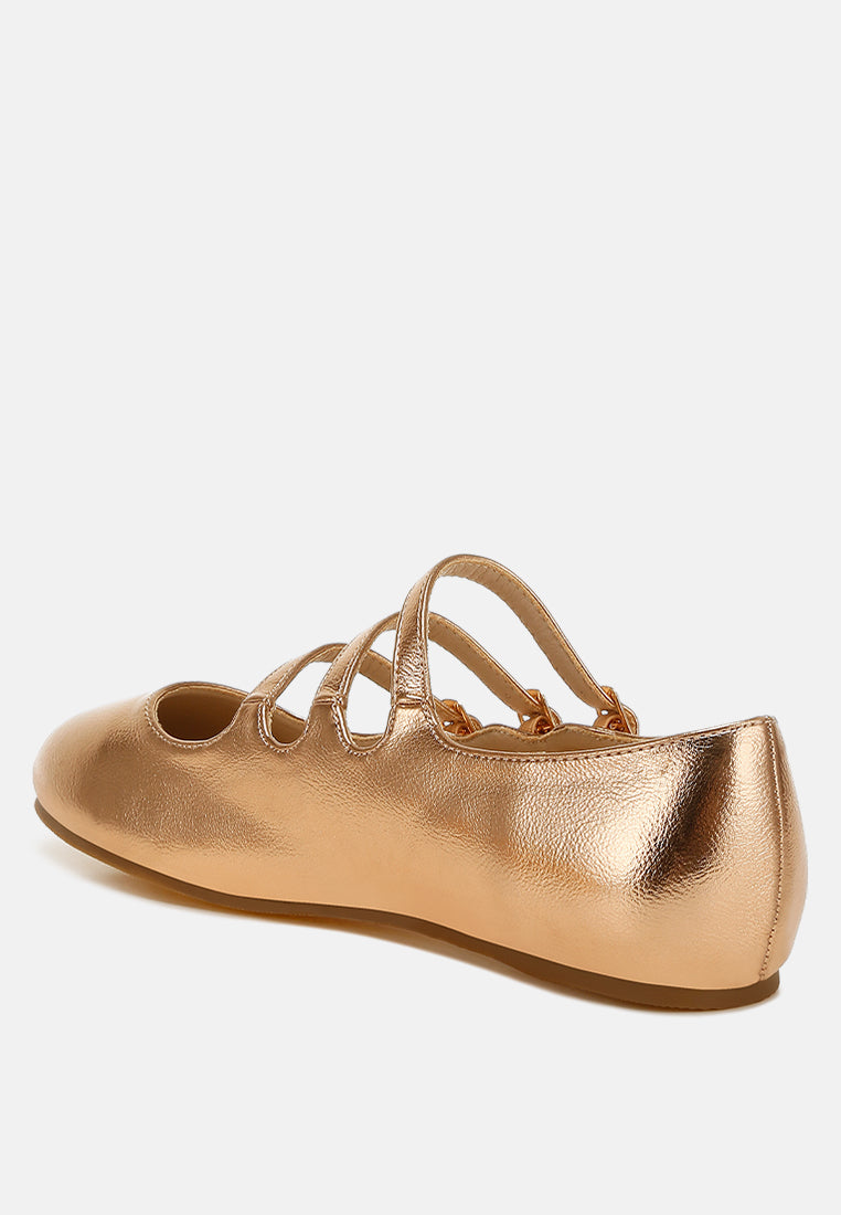 macarina triple strap mary jane sandals#color_rose gold