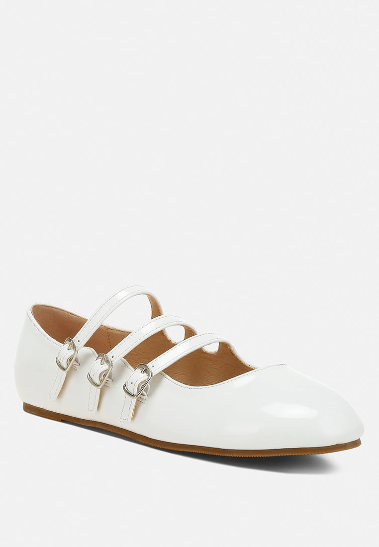 macarina triple strap mary jane sandals#color_white patent