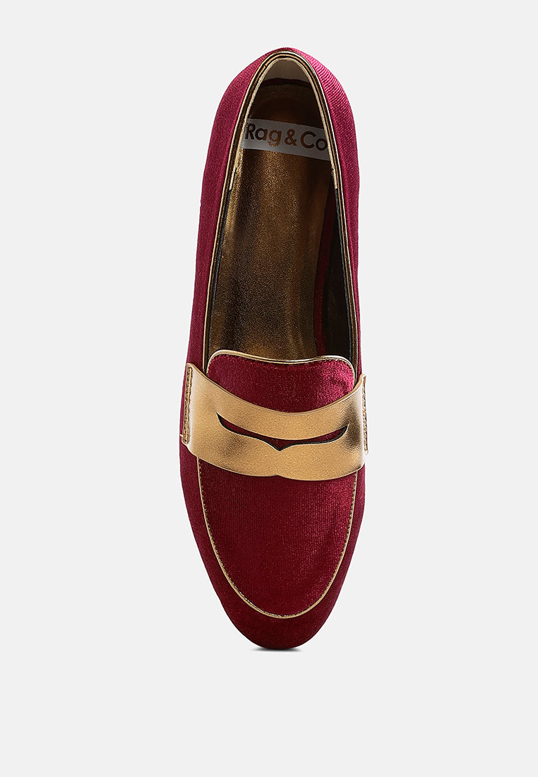 malta penny strap velvet loafers#color_burgundy