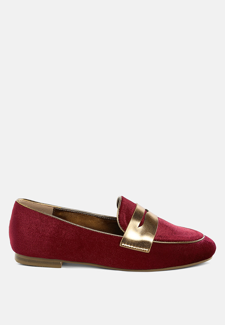 malta penny strap velvet loafers#color_burgundy