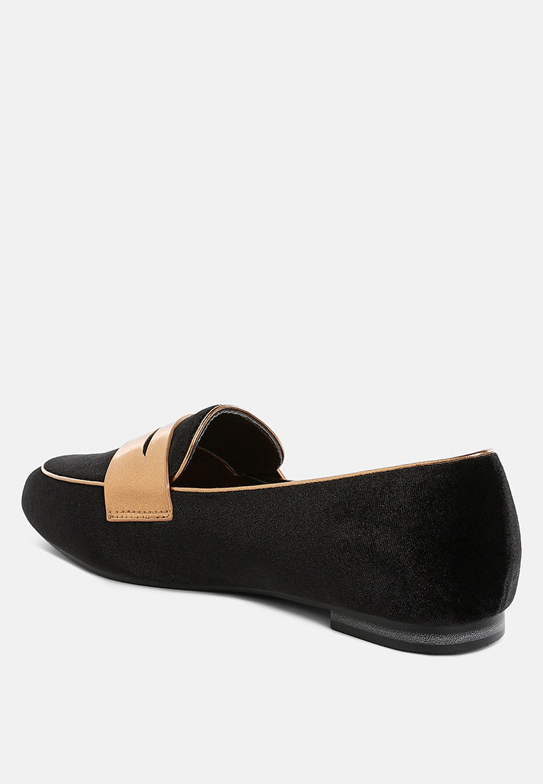 malta penny strap velvet loafers#color_black