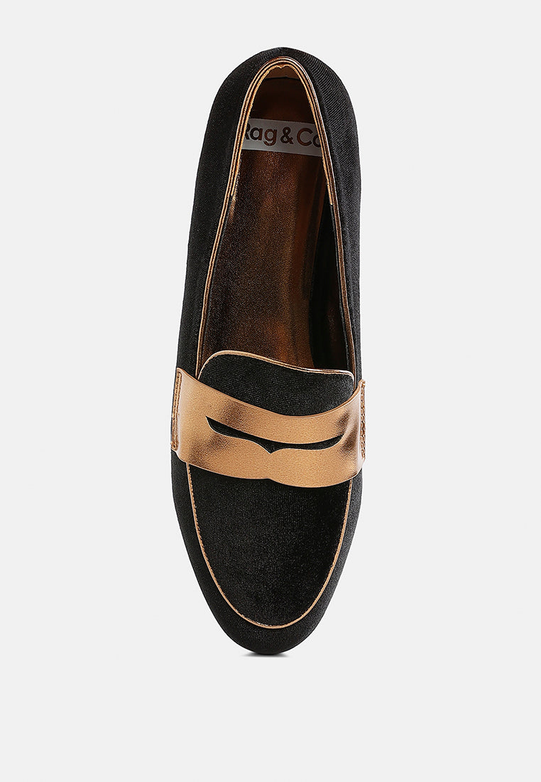 malta penny strap velvet loafers#color_black