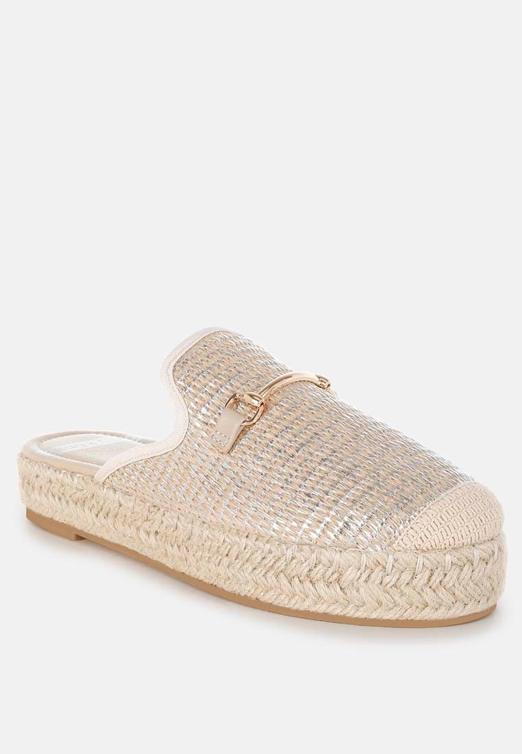 marama horsebit embellished raffia mules#color_beige