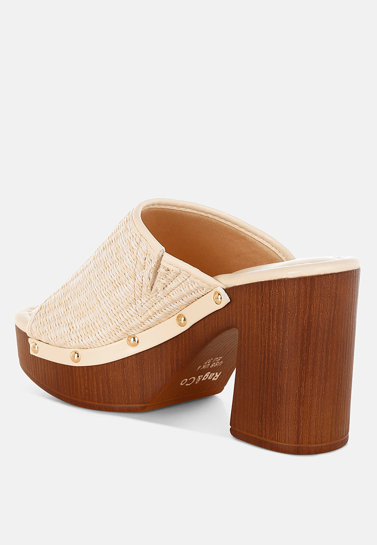 marengo raffia wooden clogs#color_beige