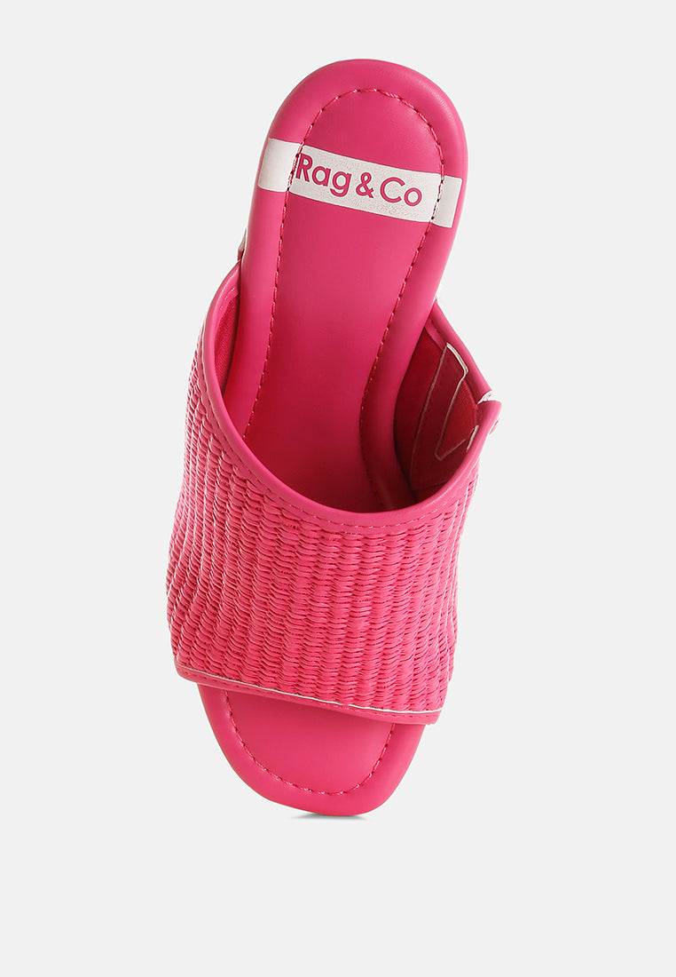 marengo raffia wooden clogs#color_pink