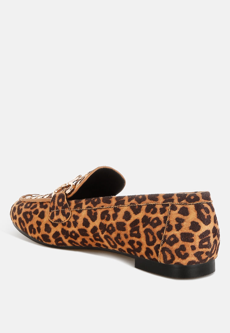 meopa horsebit & studs metallic leopard print loafers#color_leopard