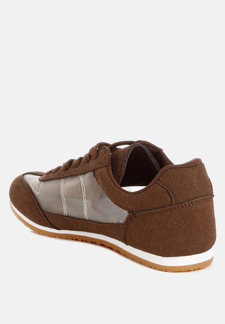 milon microfiber & mesh sneakers#color_brown