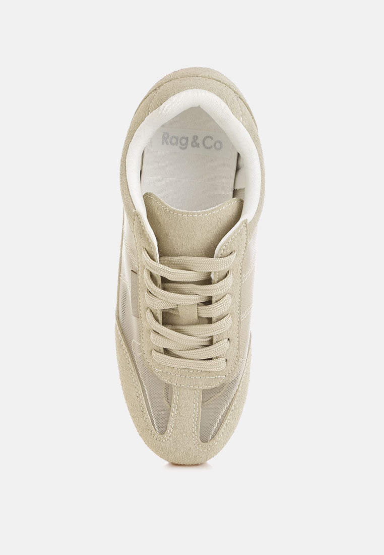 milon microfiber & mesh sneakers#color_beige
