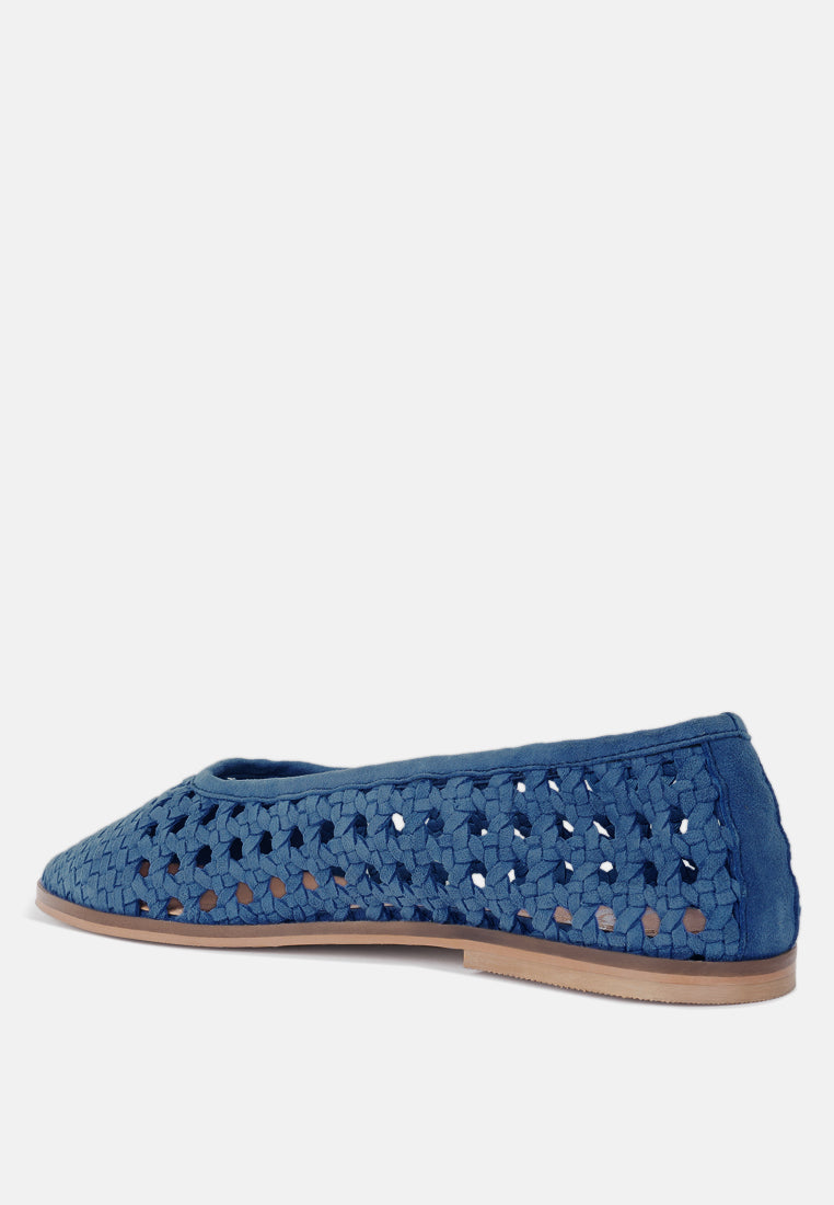 miyako handcrafted soft suede leather flats#color_blue