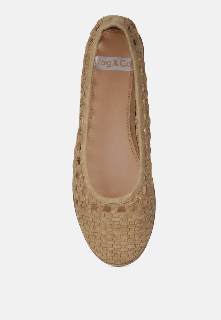 miyako handcrafted soft suede leather flats#color_tan