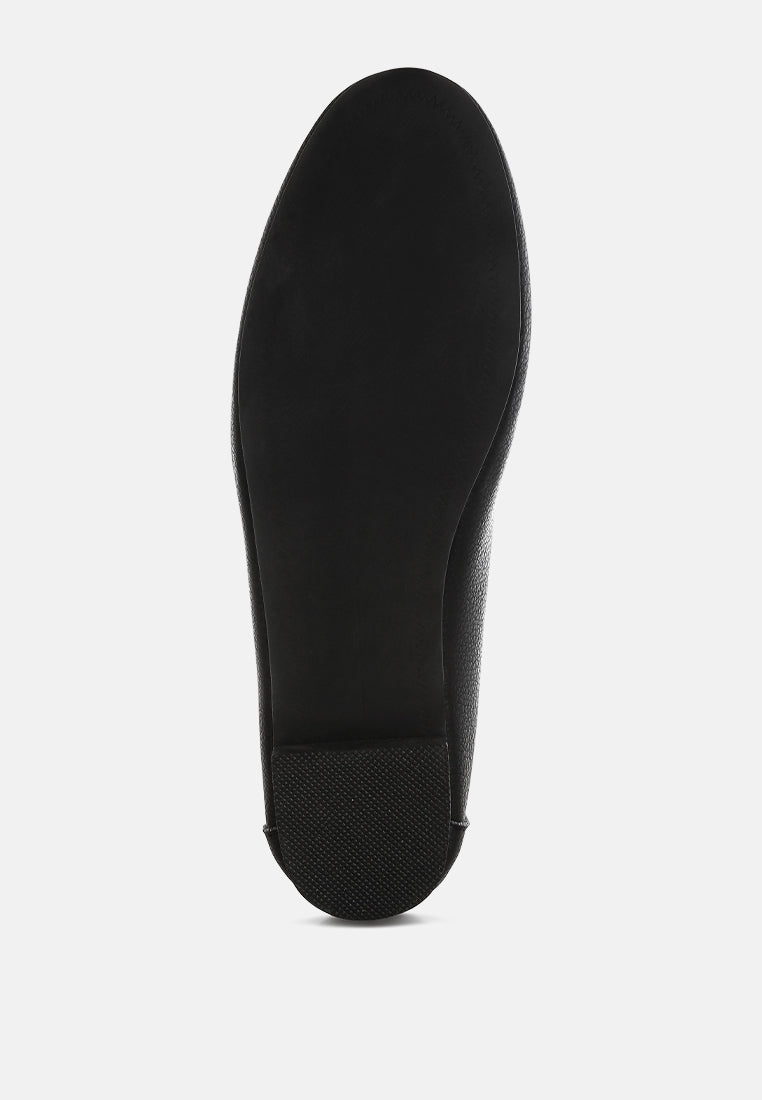 modaha horsebit & studs embellished real leather loafers#color_black