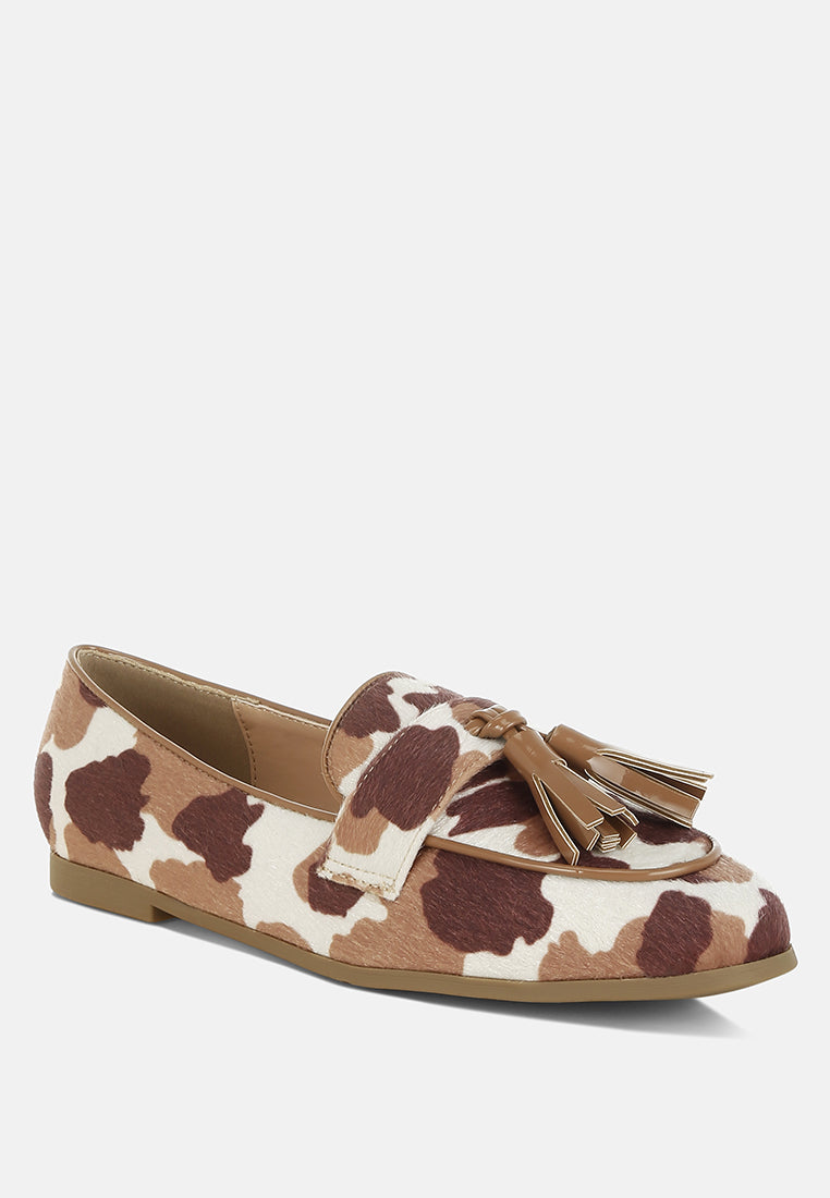 moraug faux suede tassels loafers#color_cowprint