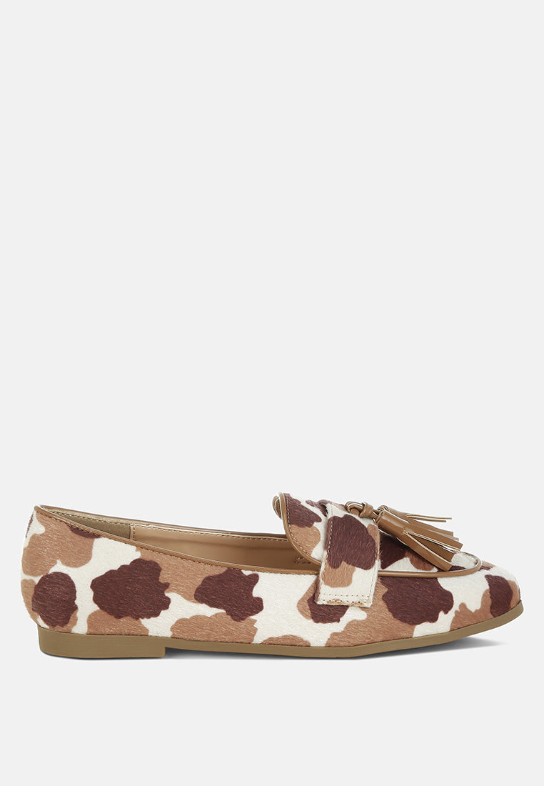 moraug faux suede tassels loafers#color_cowprint