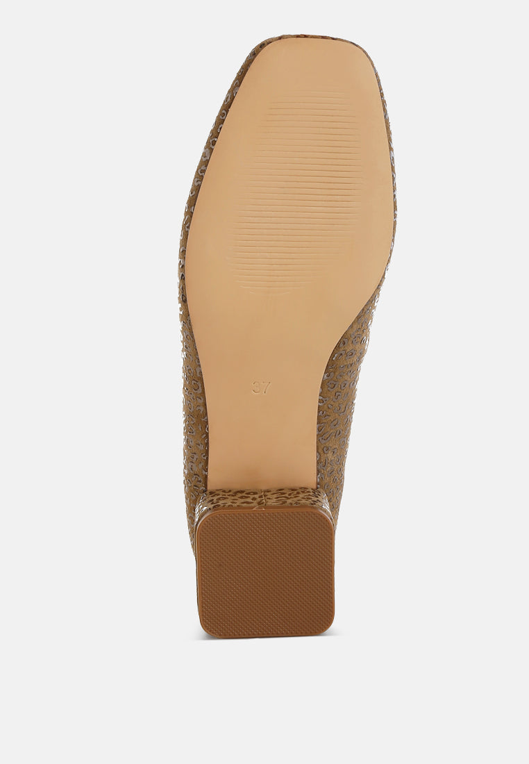 ningen leopard print block heel ballerinas#color_tan