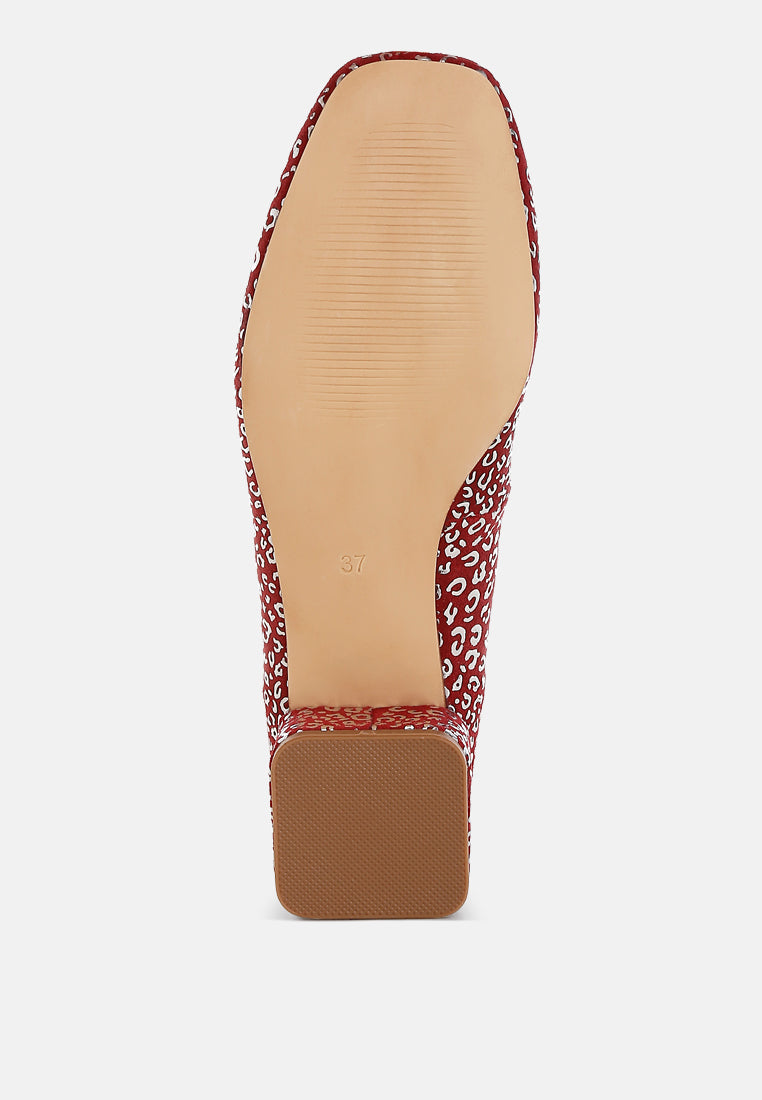 ningen leopard print block heel ballerinas#color_dark red