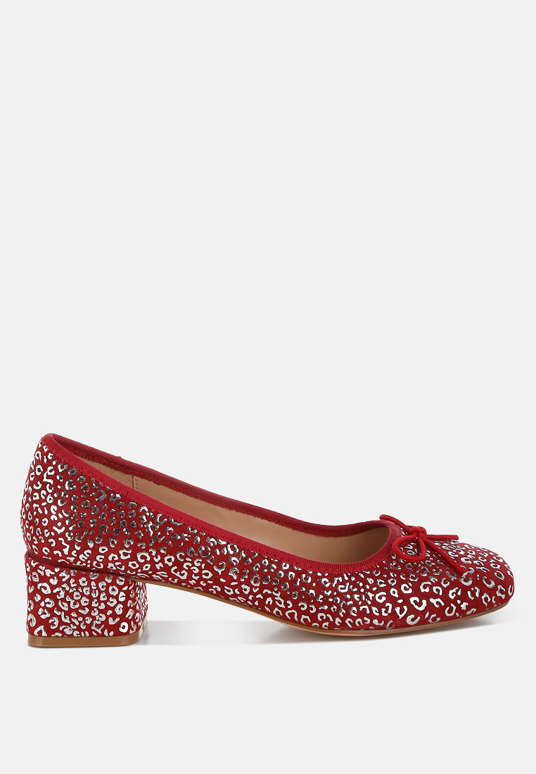 ningen leopard print block heel ballerinas#color_dark red
