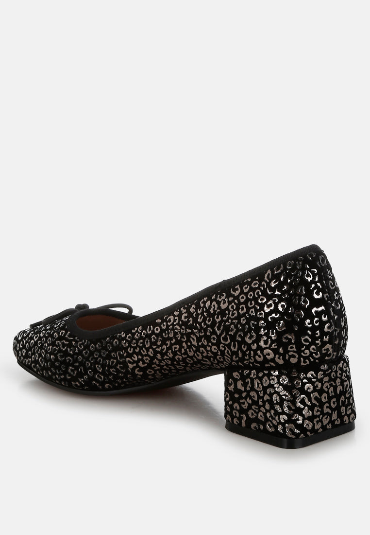 ningen leopard print block heel ballerinas#color_black