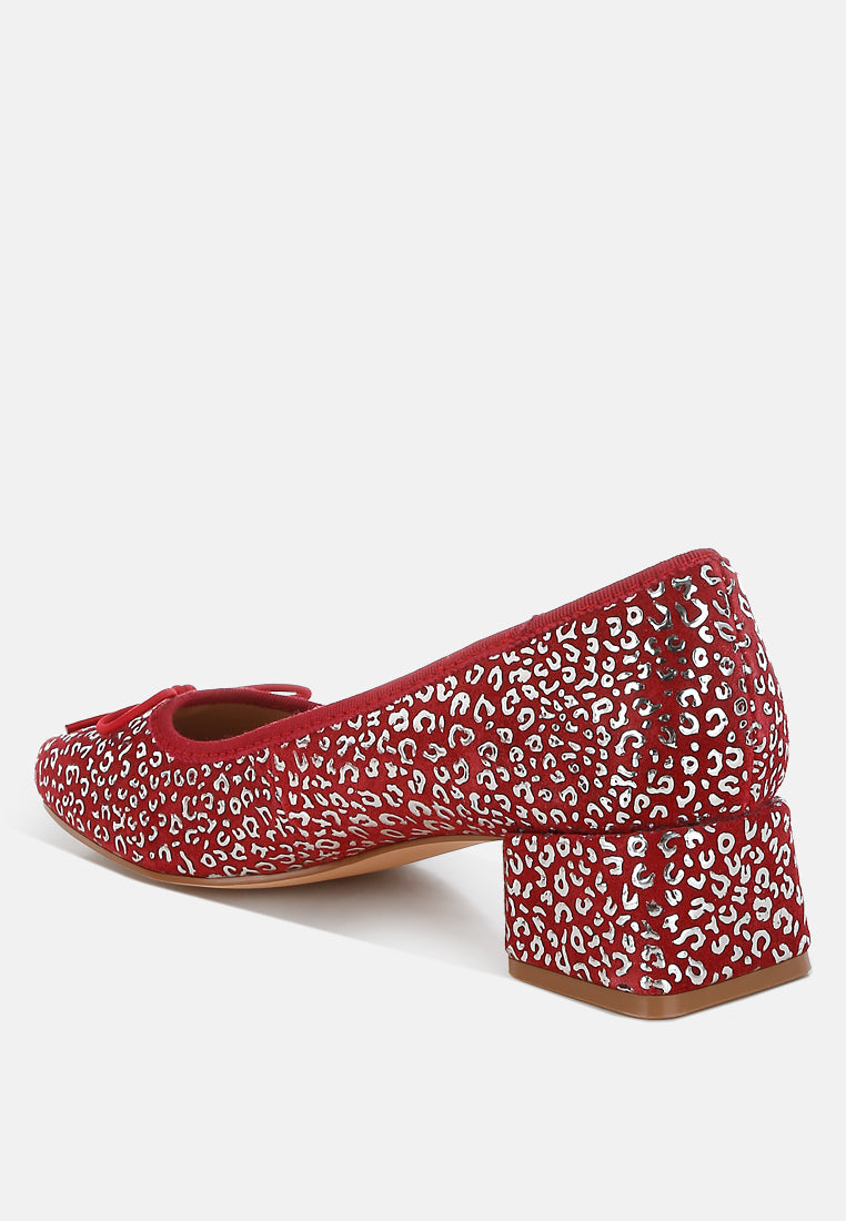 ningen leopard print block heel ballerinas#color_dark red