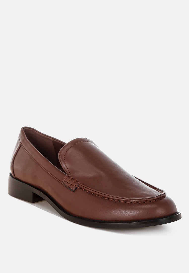 ninto low heel pleather loafers#color_brown