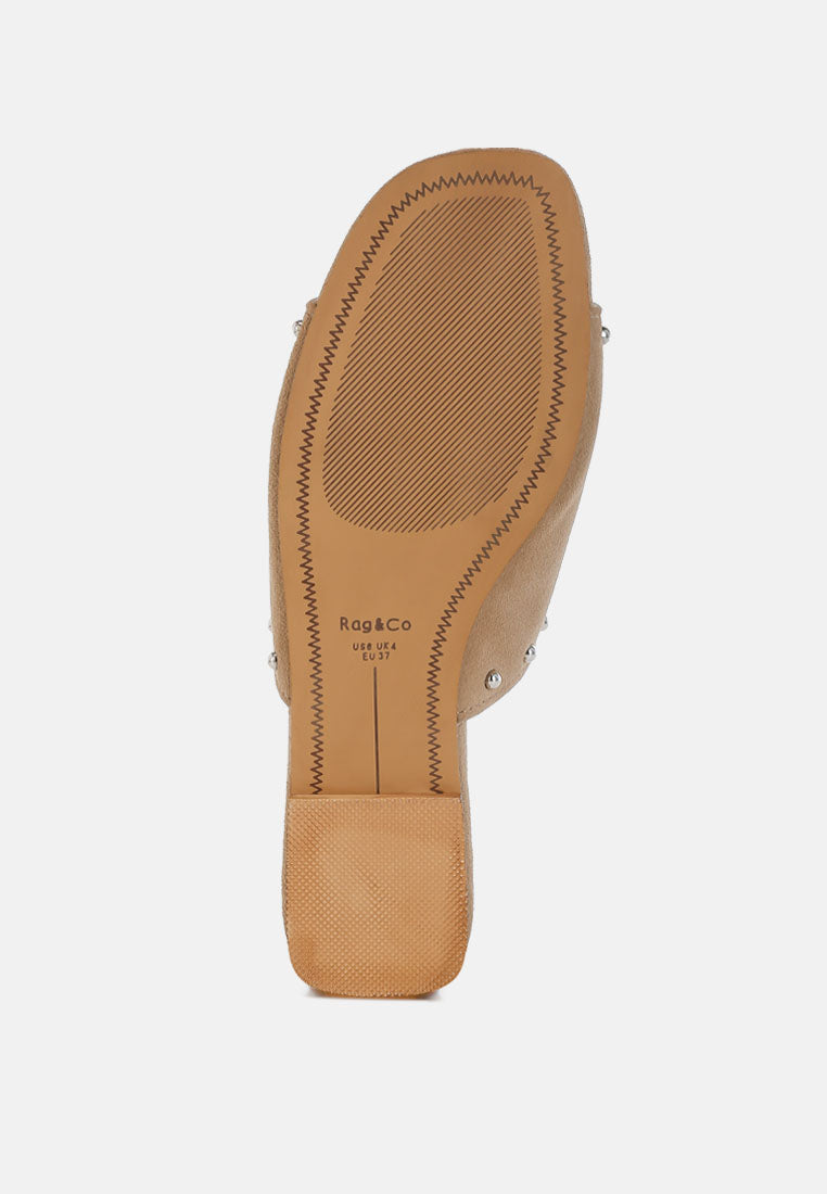 odalia soft suede leather studded flats#color_beige