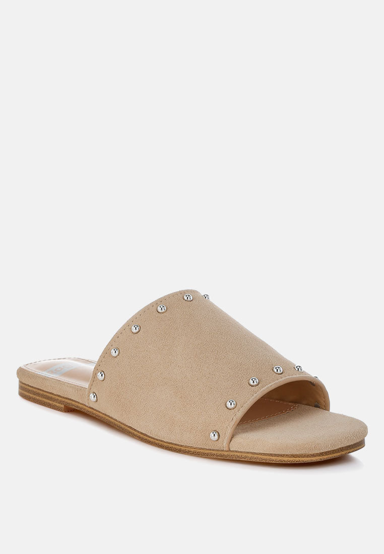 odalia soft suede leather studded flats#color_beige