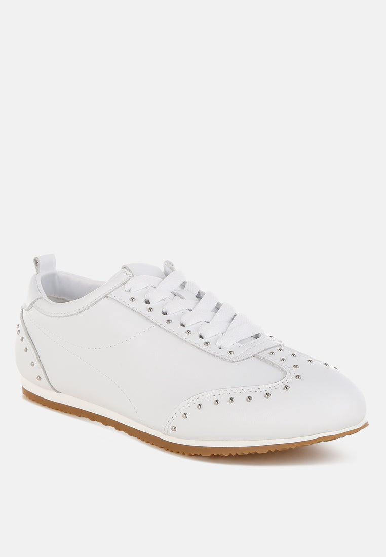 odaya studded real soft leather sneakers#color_white