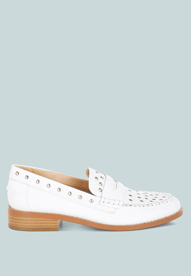 oglavia studs embellished leather loafers#color_white