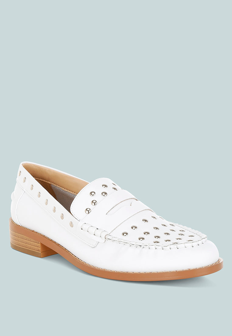 oglavia studs embellished leather loafers#color_white