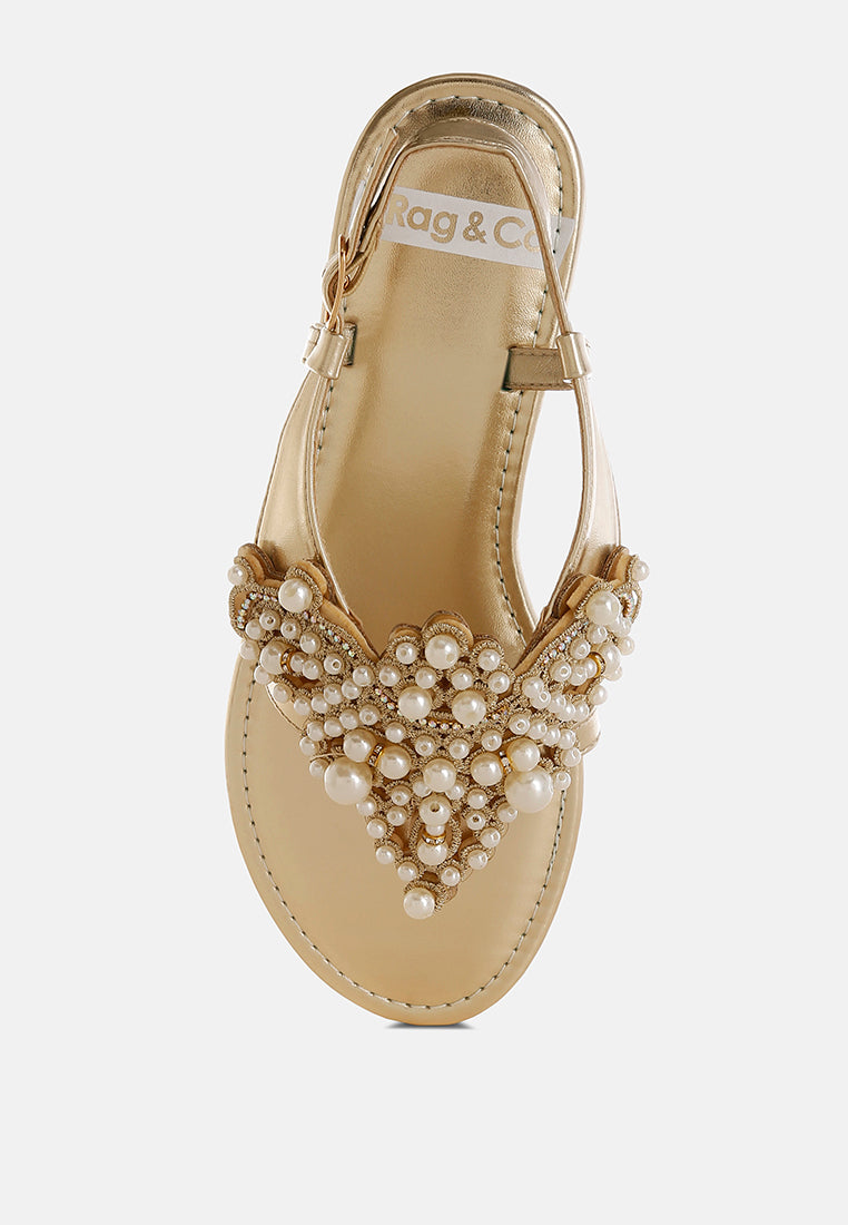 opazie metallic pearl embellished flats#color_gold